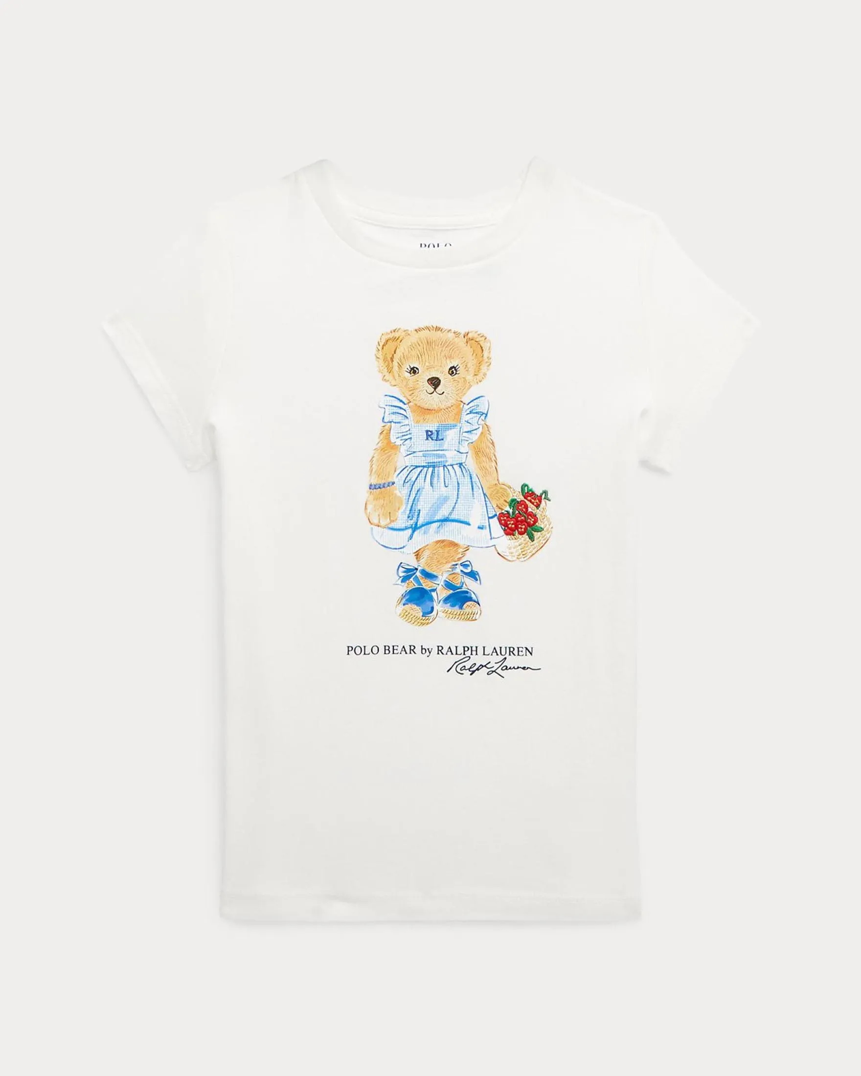 T-shirt bianca mezza manica con stampa orsetta Polo Bear davanti 3-5 anni