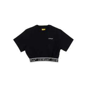 T-shirt cropped con fascia logata