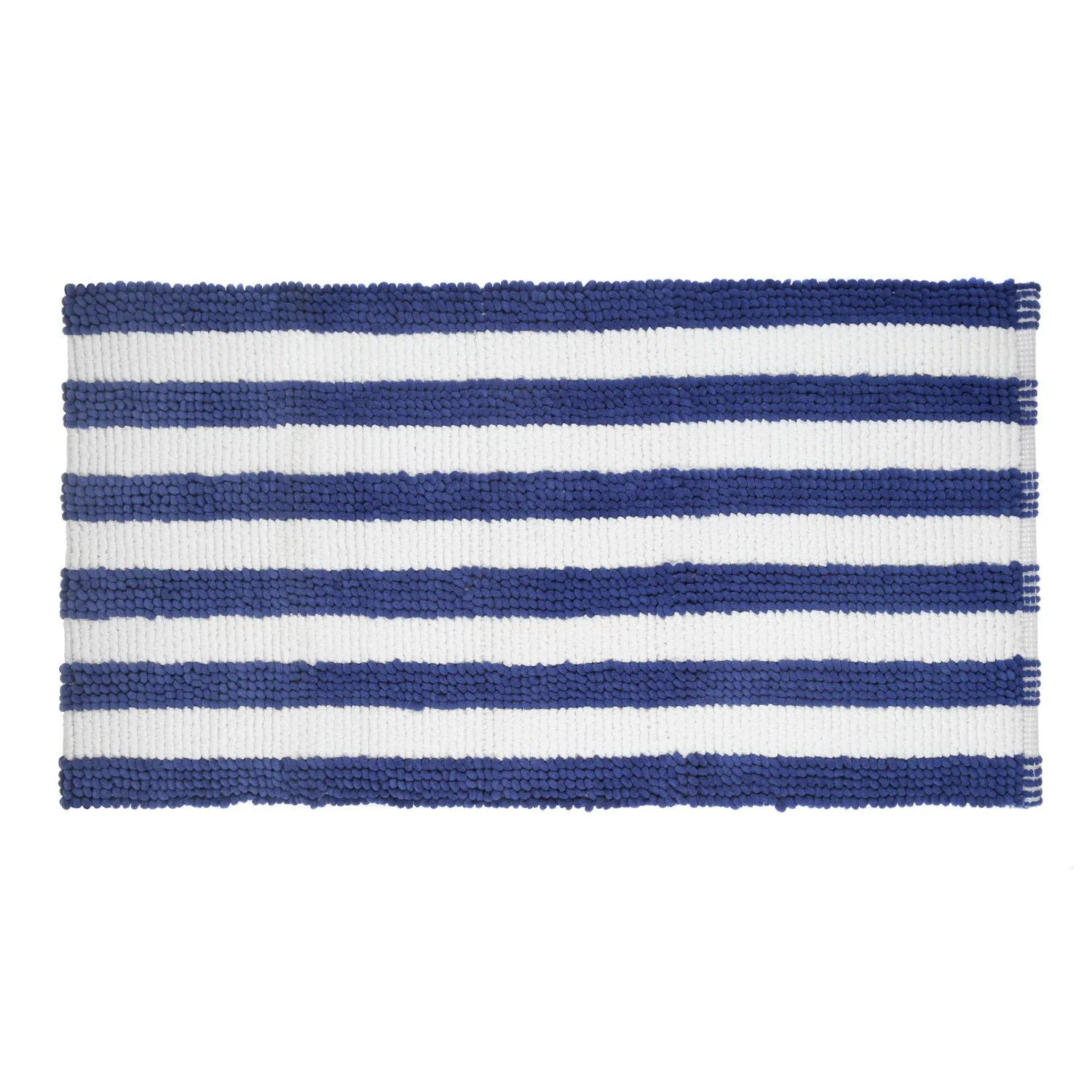 Tappeto bagno ciniglia - 60x130 cm righe blu bianco 